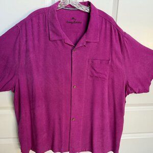 Tommy Bahama 100% Silk Hawaiian Shirt, Fuchsia, size 3XLB